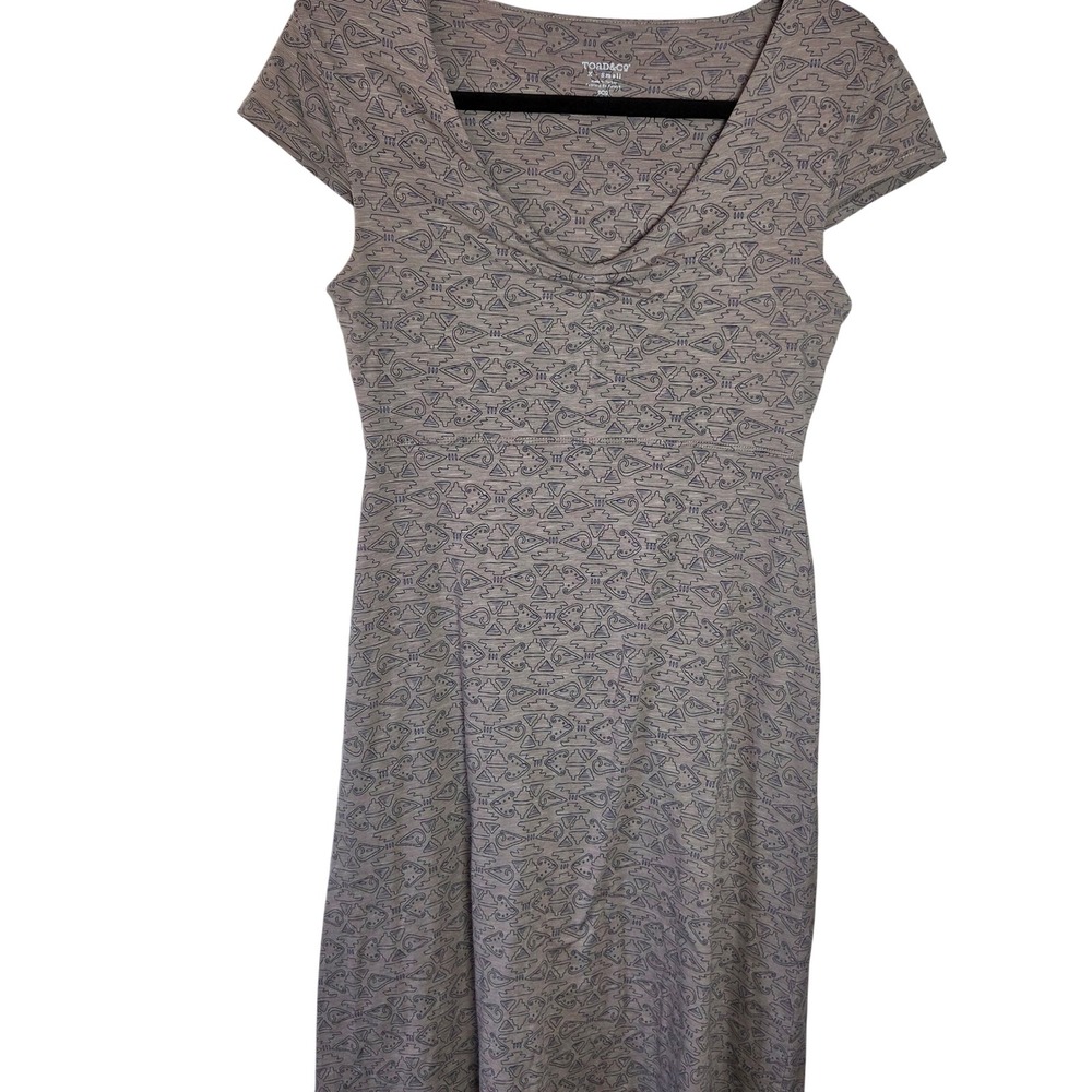 Toad & Co Organic Cotton Tencel Cowl Neck Midi Dress‎ Geometric Stretch XS